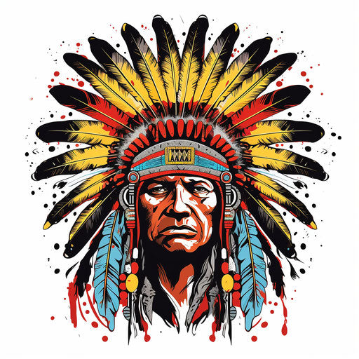 Indian chief headdress on white background, Ron Embleton style