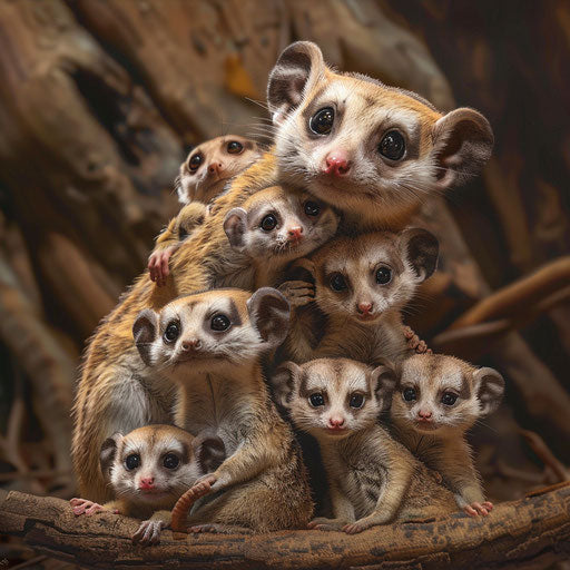 A flying squirrel joins a family of meerkats for a day
