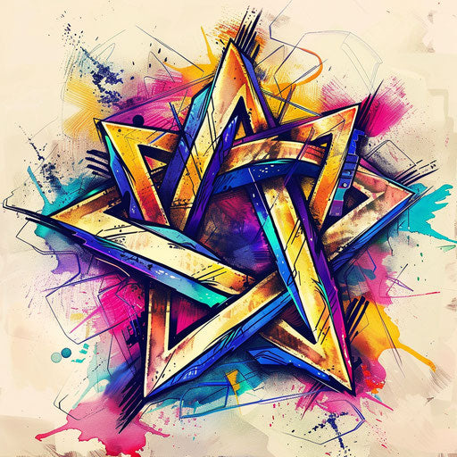 Expressionist tattoo sketch of a Star of David