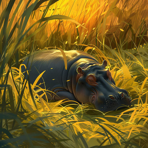 Serenity with a hippo in a field of reeds