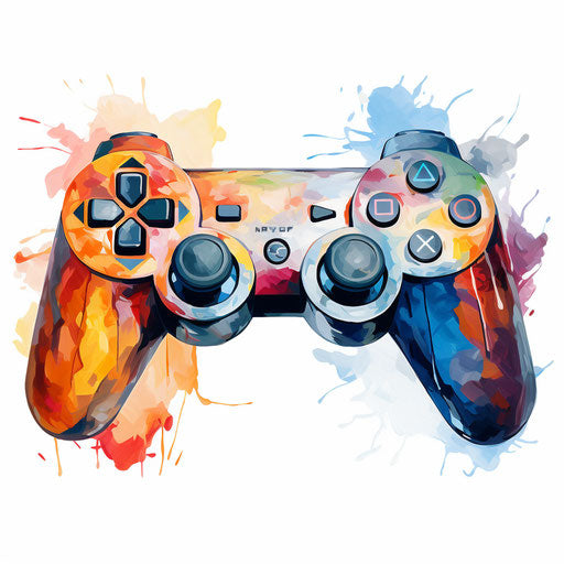 Controller clipart in Oil painting style on white background