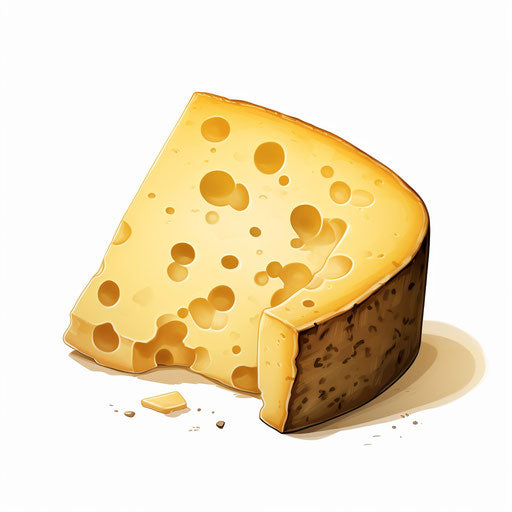 Cheese illustration in the style of Chiaroscuro Art, on white background