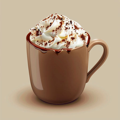 Photo realistic hot cocoa clipart on flat beige background