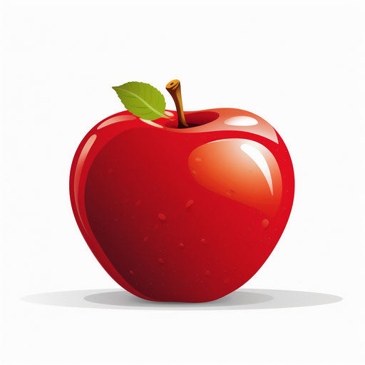 Red apple illustration in a minimalist style, on white background