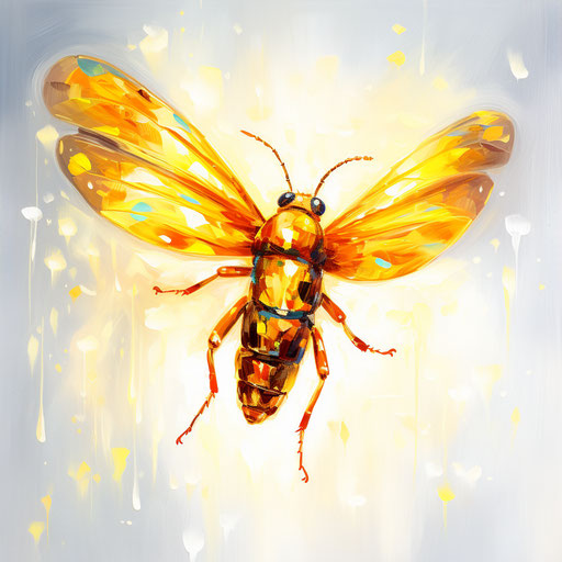 Firefly clipart in the style of oil painting, on a white background
