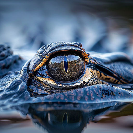 Alligator eye emerged from water