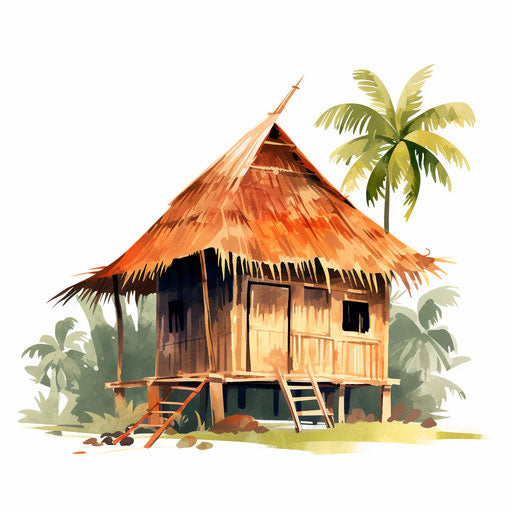 Bahay kubo clipart in the style of Impressionistic Art