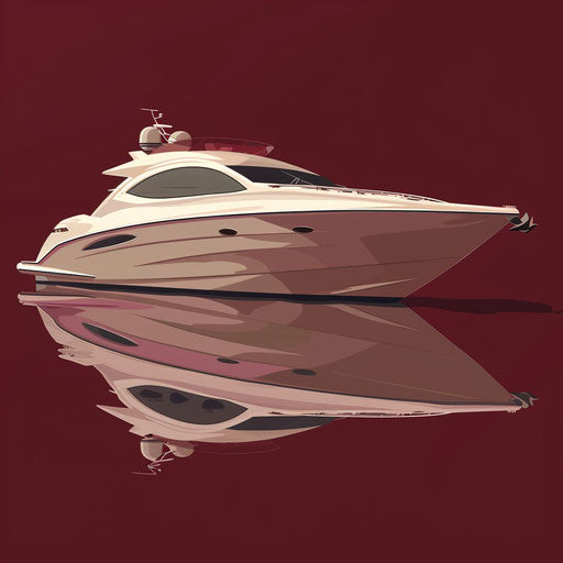 Realistic boat clipart on rich burgundy background