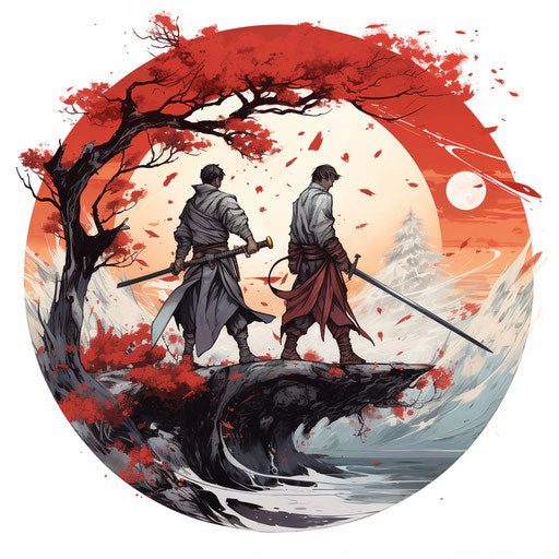 Two men holding swords on the zen art circle