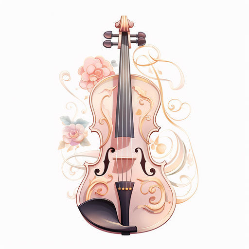 Violin clipart in the style of Pastel Colors Art, on white background