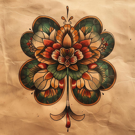 Retro clover tattoo with 1950s style