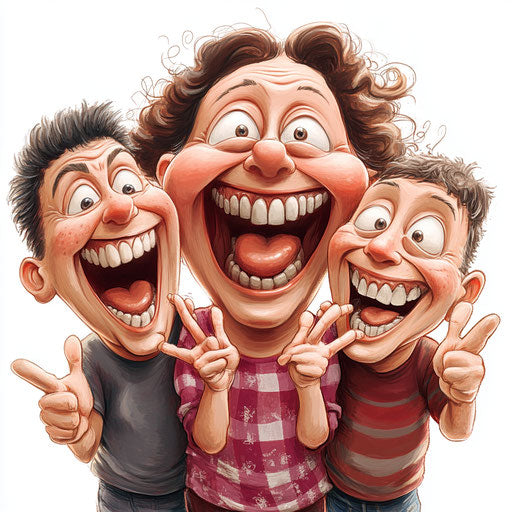 Expressive Family Picture Caricature Clipart to Enliven Spaces