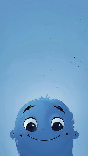 Cute face on blue background