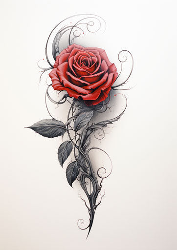 Artistic drawing of a red rose