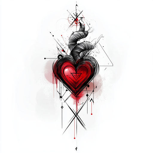 Heartless tattoo with abstract geometric shapes