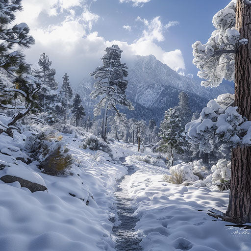 Mt San Jacinto in winter with a snowy landscape