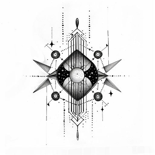 Monochrome flat tattoo sketch of the Gemini constellation