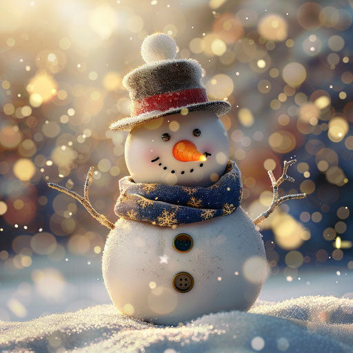 Realistic snowman clipart on light blue background