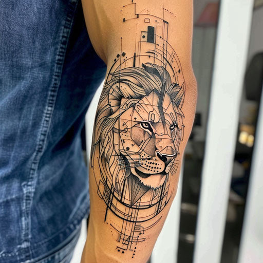 Lion tattoos for men with futuristic designs