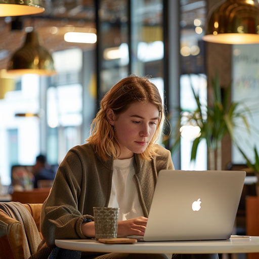 Young entrepreneur focused working in a stylish coworking space