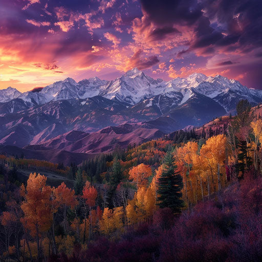 Wasatch Mountains at dusk with vibrant colors