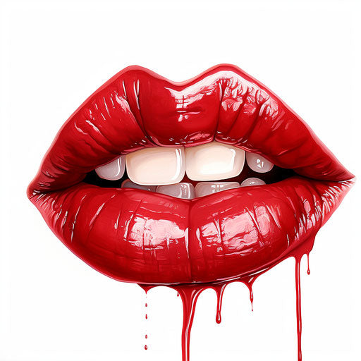 Lips clipart in oil painting style, white background