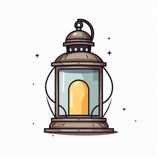 Lantern drawing in Minimalist style, on white background