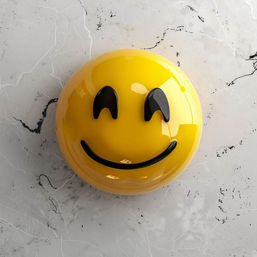 Realistic smiley face clipart on flat white background