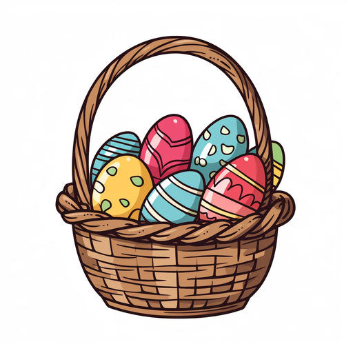 Minimalist Easter basket on white background