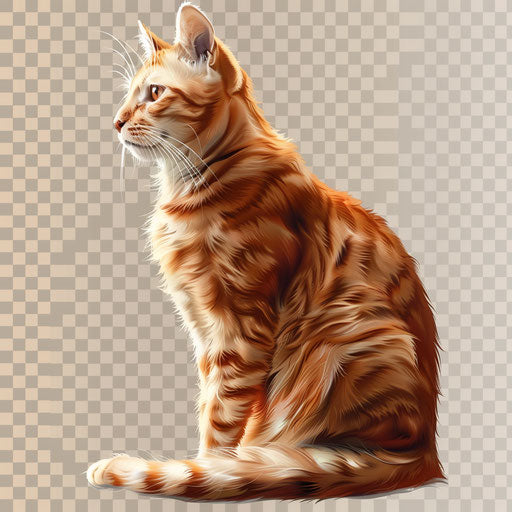 Realistic cat clipart with flat random background