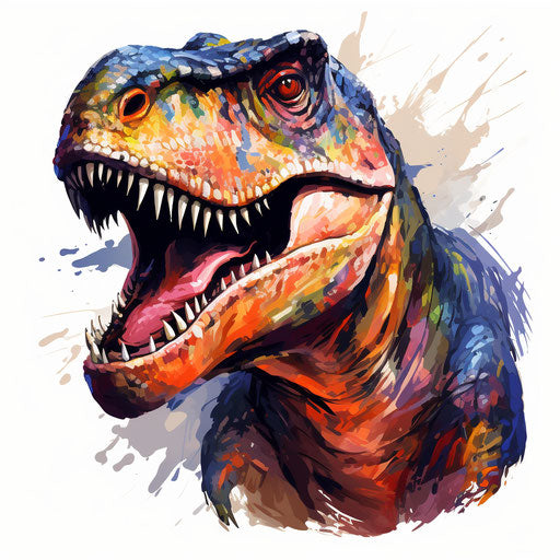 Dino clipart in the style of Oil painting