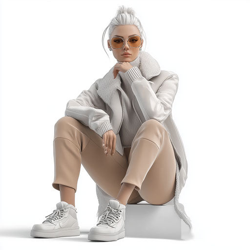 3D fashion in photorealistic style on flat white background, isolated clipart