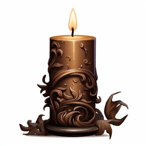 Candle illustration in the style of Chiaroscuro Art, on white background