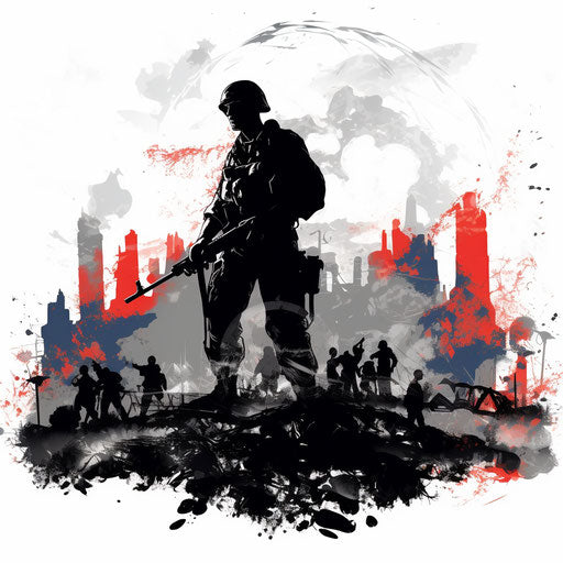 Chiaroscuro Art, war clipart on white background