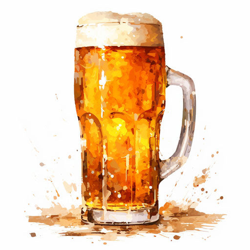 Oil painting style beer clipart on white background