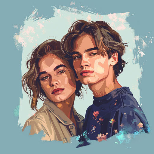 Realistic brother clipart with subtle blur on flat indigo background