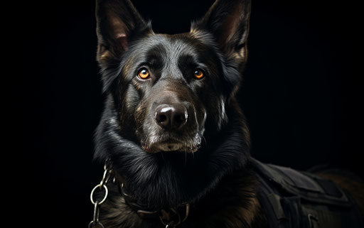 Russian shepherds for police work, heavy chiaroscuro style