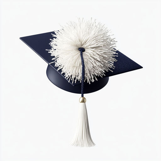 3D graduation cap on flat white background, isolated clipart