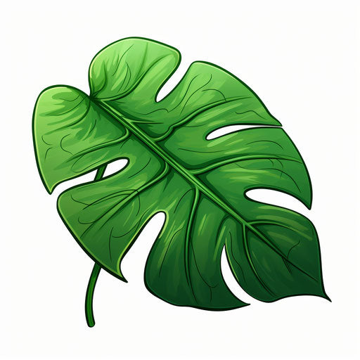 Green leaf in Chiaroscuro Art style on white background