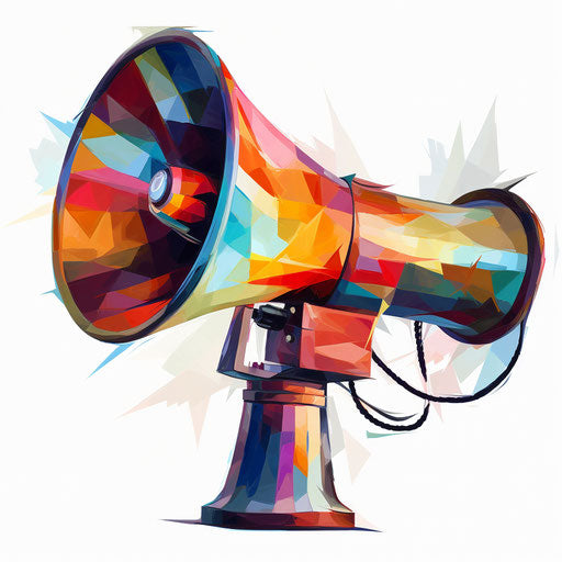 Megaphone clipart in the style of oil painting, on a white background