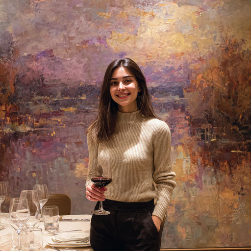 Young woman smiling behind a beautifully set table