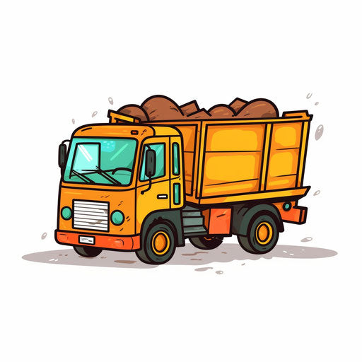 Minimalist garbage truck clipart on white background