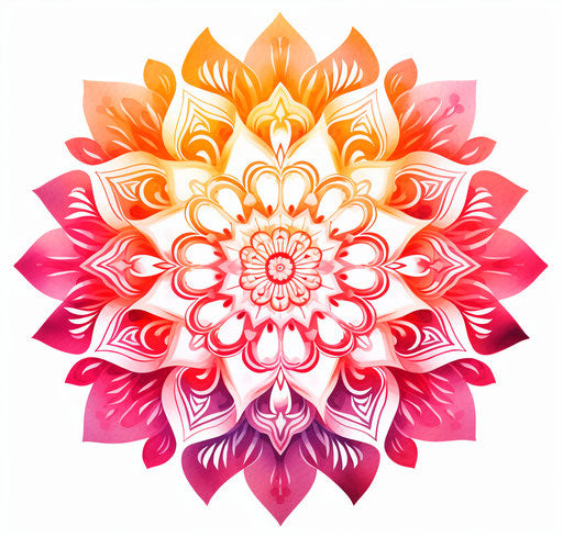 Pink and orange mandala pattern, elegant inking style, gradient 76:73