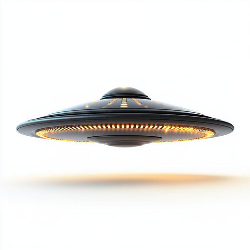3D UFO on white realistic background, isolated clipart