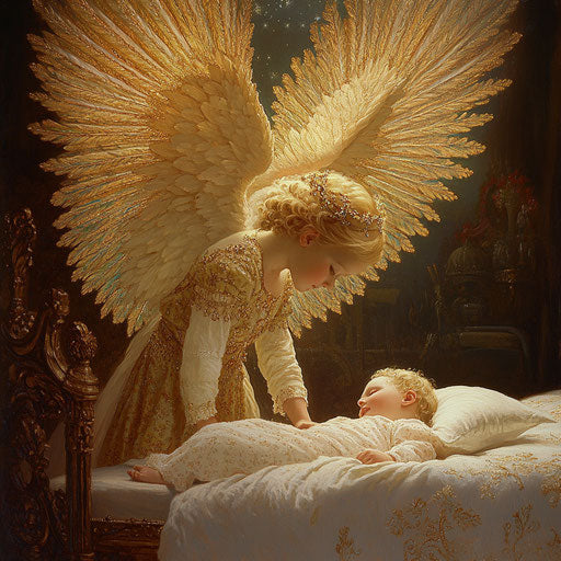 Guardian angel watches over sleeping child