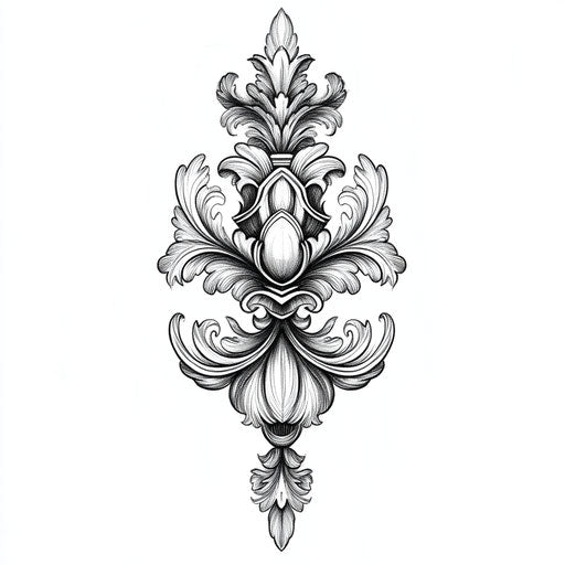 Baroque style ornamental pattern men's tattoo bracelet, clipart sketch on white background