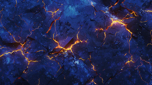 Blue sky with lightning, detailed elements, dark violet and yellow