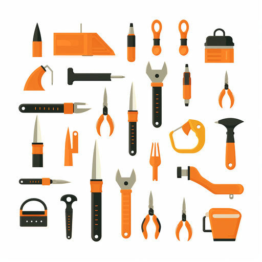 Minimalist tools on white background