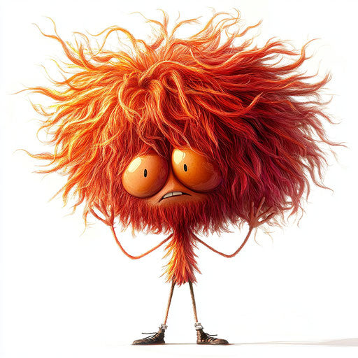 Humorous caricature of a wig with human characteristics