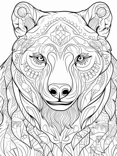 Coloring pages of a male polar bear with various designs